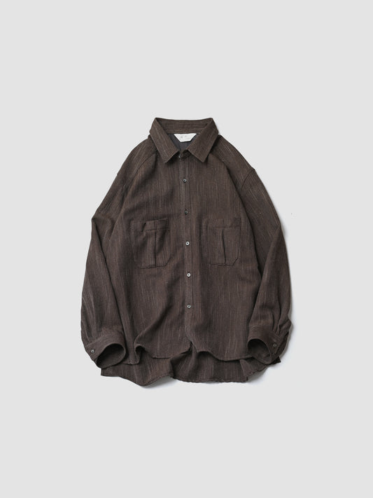 ANCELLM / MELANGE WOOL OVER WORK SHIRT -BROWN