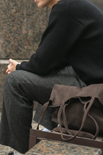 Slopeslow / cross V neck sweater -BLACK