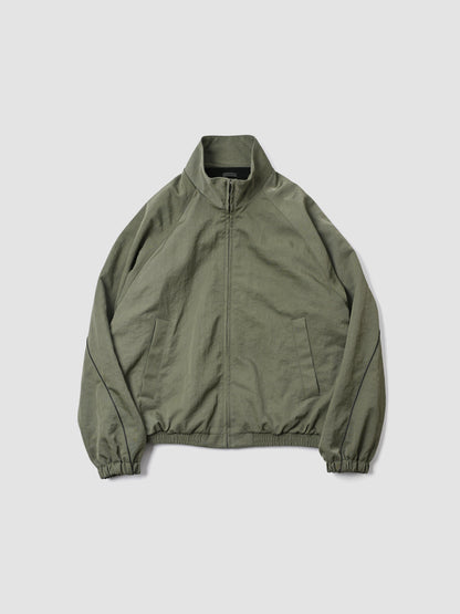 Antwort / LEATHER PIPED BOMBER JACKET -GREEN