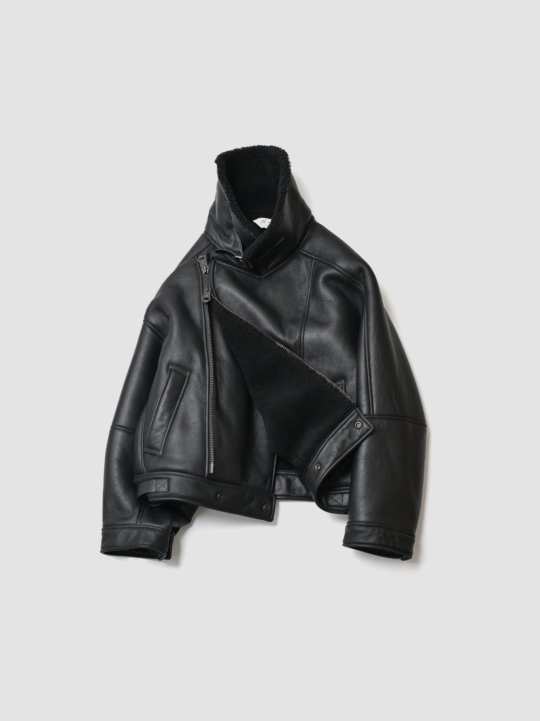 ANCELLM / MOUTON DOUBLE JACKET -BLACK×BLACK – and father