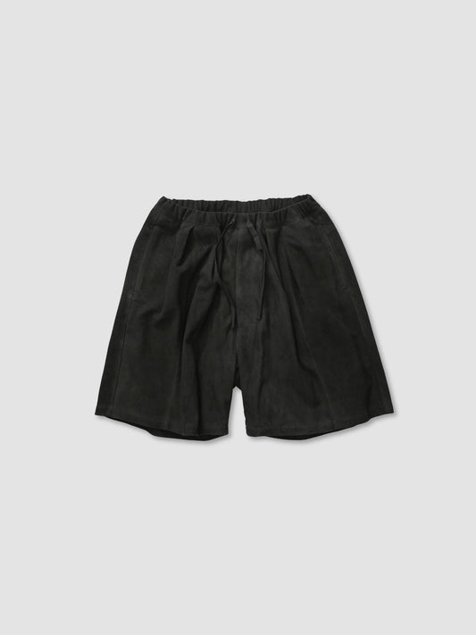 ANCELLM / SUEDE TUCK WIDE SHORTS -BLACK