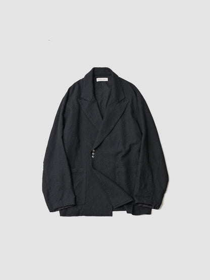 barbell object / wool coat -BLACK