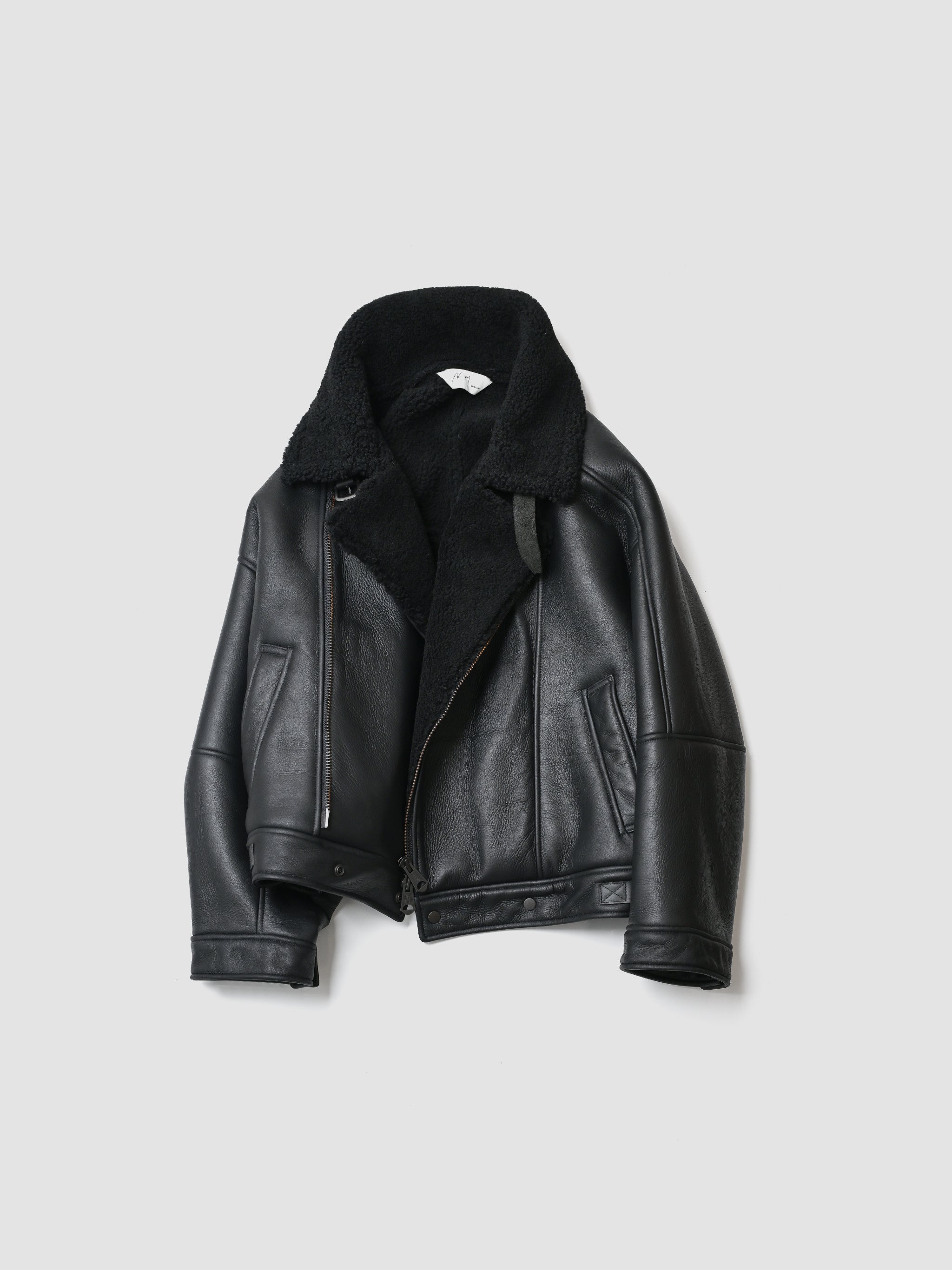 ジャケット・アウター Japanese label double name mouton jacket ANCELLM / MOUTON DOUBLE JACKET -BLACK×BLACK – and father