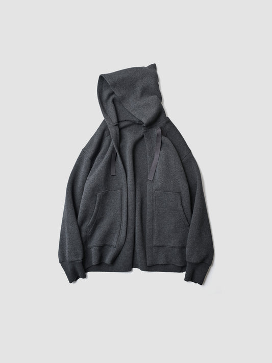 POSTELEGANT / Cotton Cashmere Knit Hoodie -CHARCOAL GREY