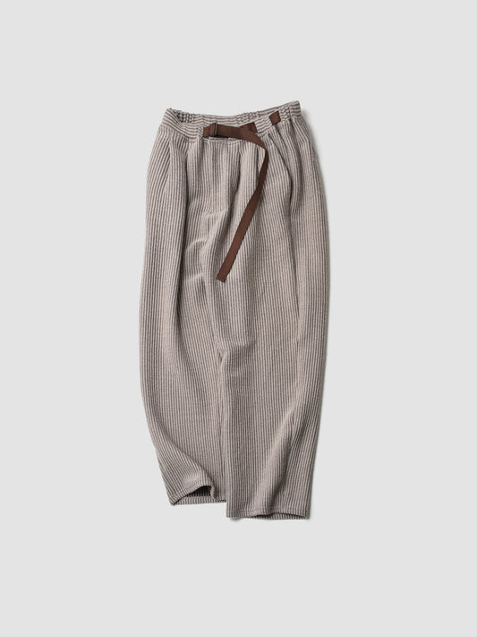 ANCELLM / WOOLCORD BELTLESS SLACKS -SAND