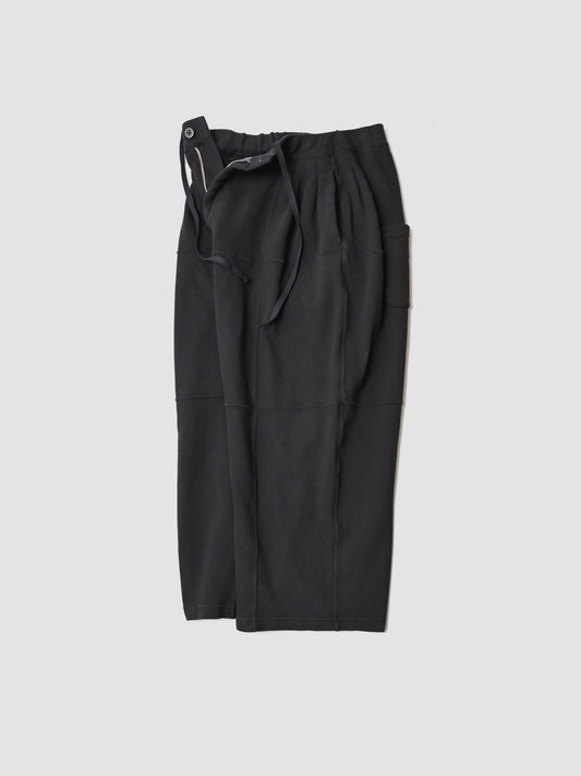 ANCELLM / SMOOTH PANEL WIDE SLACKS -BLACK