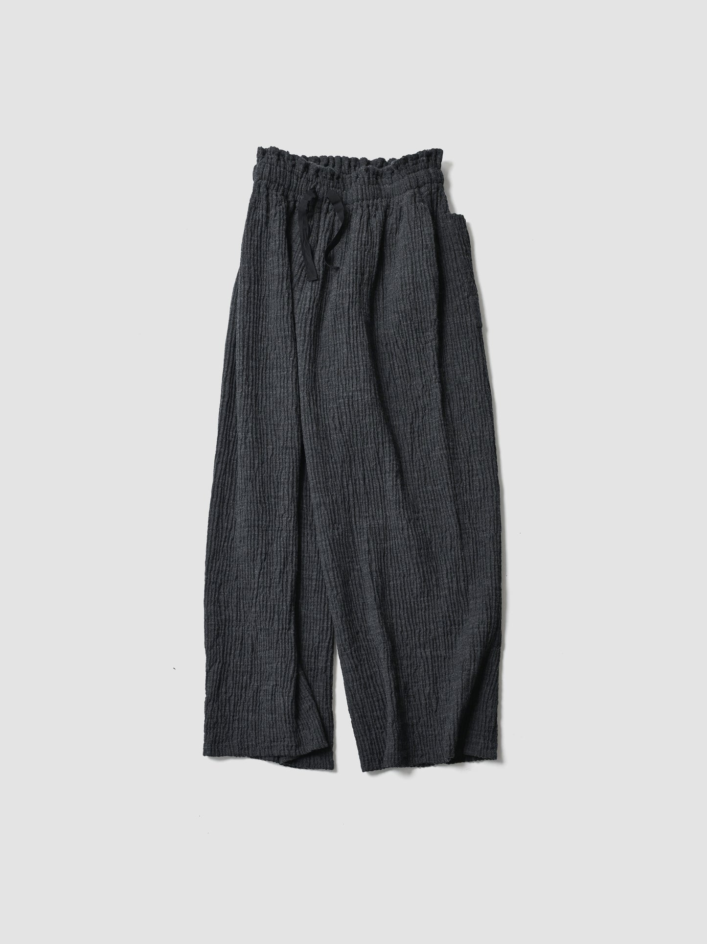 POSTELEGANT / Wool Rever Fulling Wide Trousers -HEATHER CHARCOAL