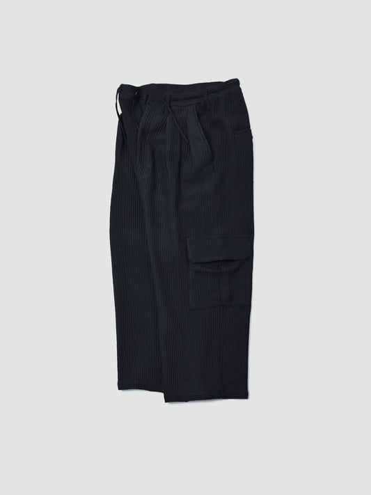 ANCELLM / WOOL CORDUROY CARGO SLACKS -BLACK
