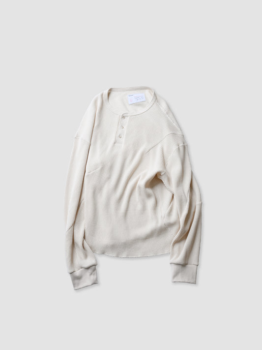 A MACHINE / Thermal Long sleeve T-shirt blanch pattern-city -ECRU