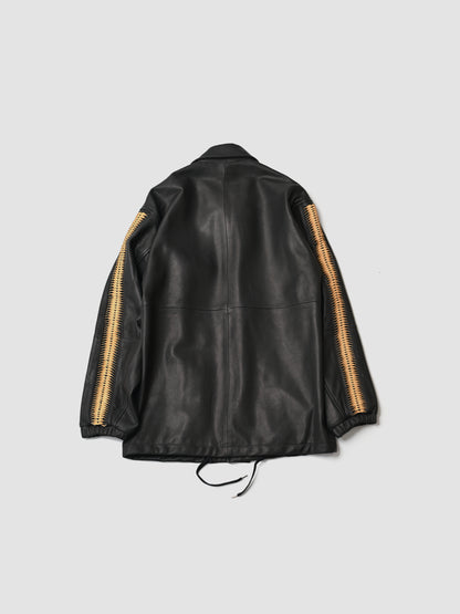WHOWHAT / LEATHER SHARK COACH JACKET -BLACK