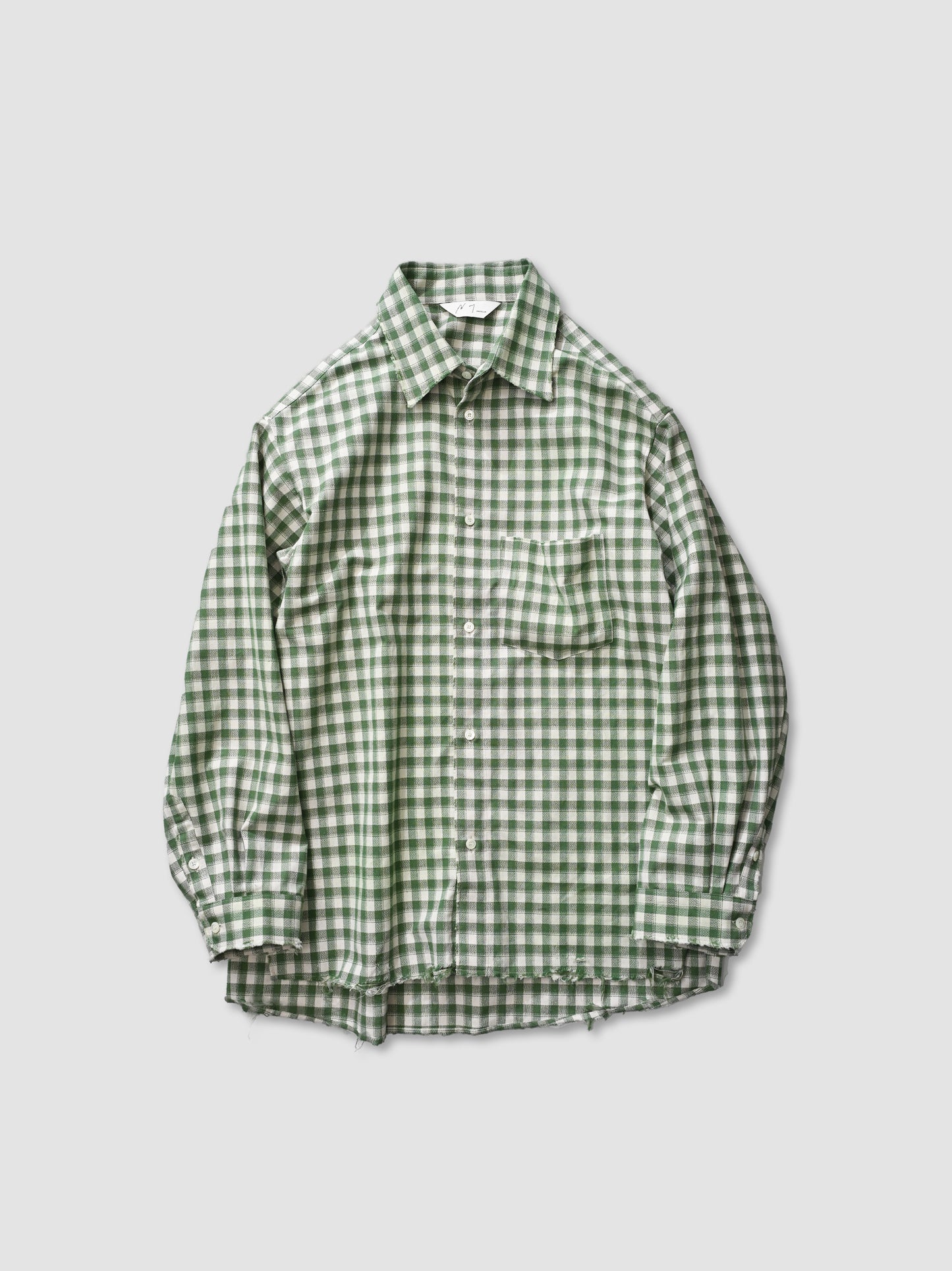 ANCELLM / C/R CHECK OVER SHIRT -GREEN