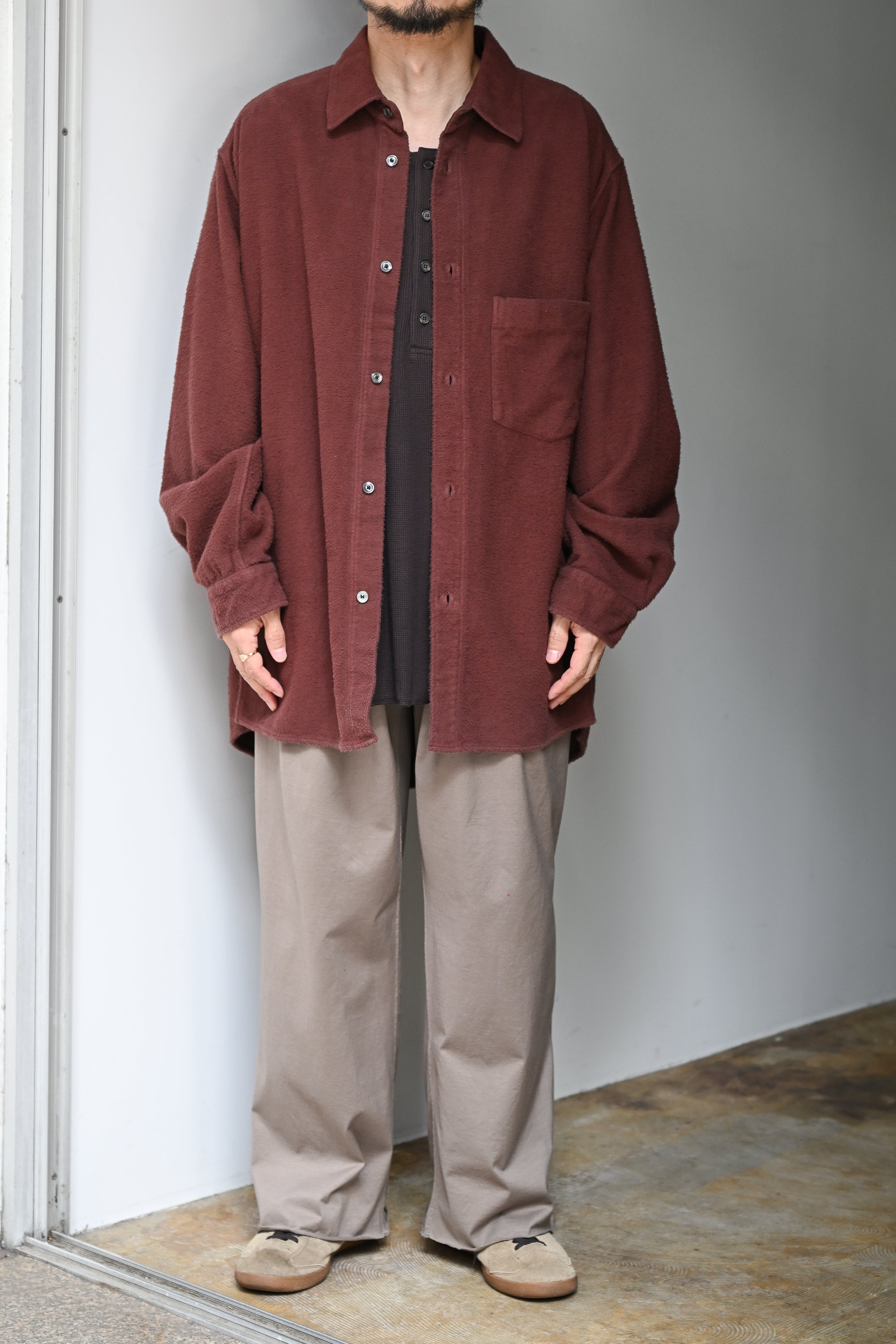 ANCELLM / C/CA HENLEY LS T-SHIRT -D.BROWN