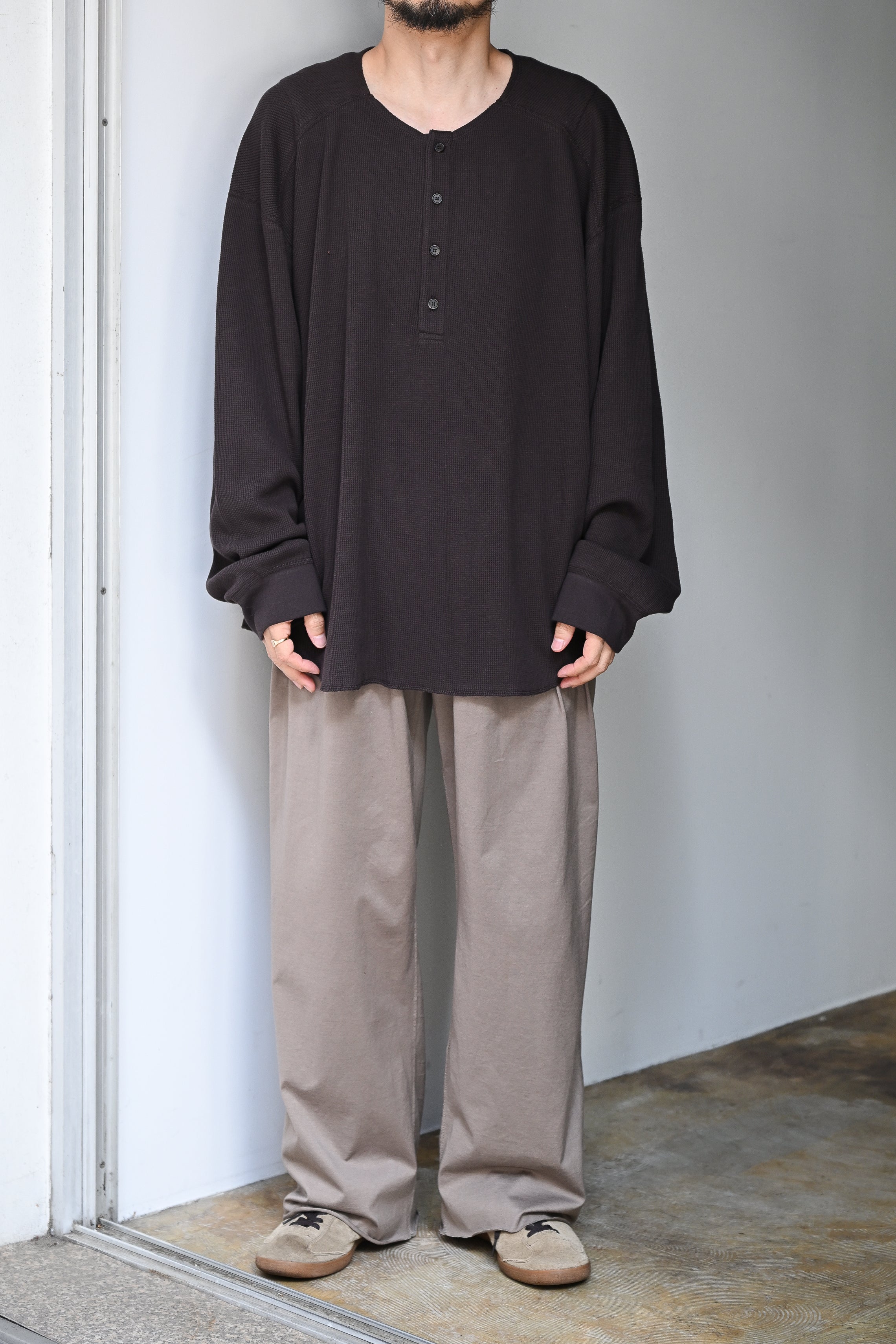 ANCELLM / C/CA HENLEY LS T-SHIRT -D.BROWN