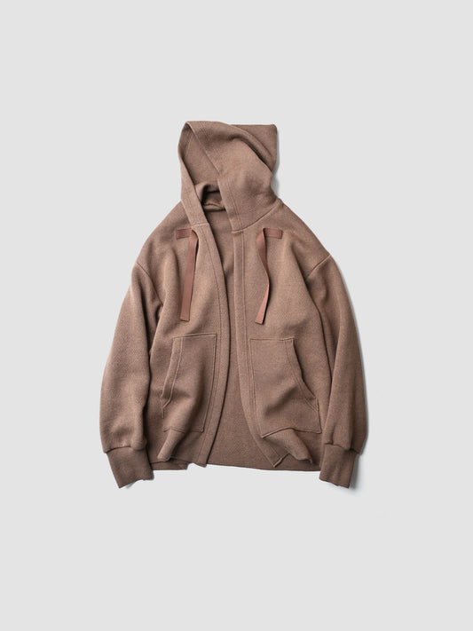 POSTELEGANT / Cotton Cashmere Knit Hoodie -BROWN