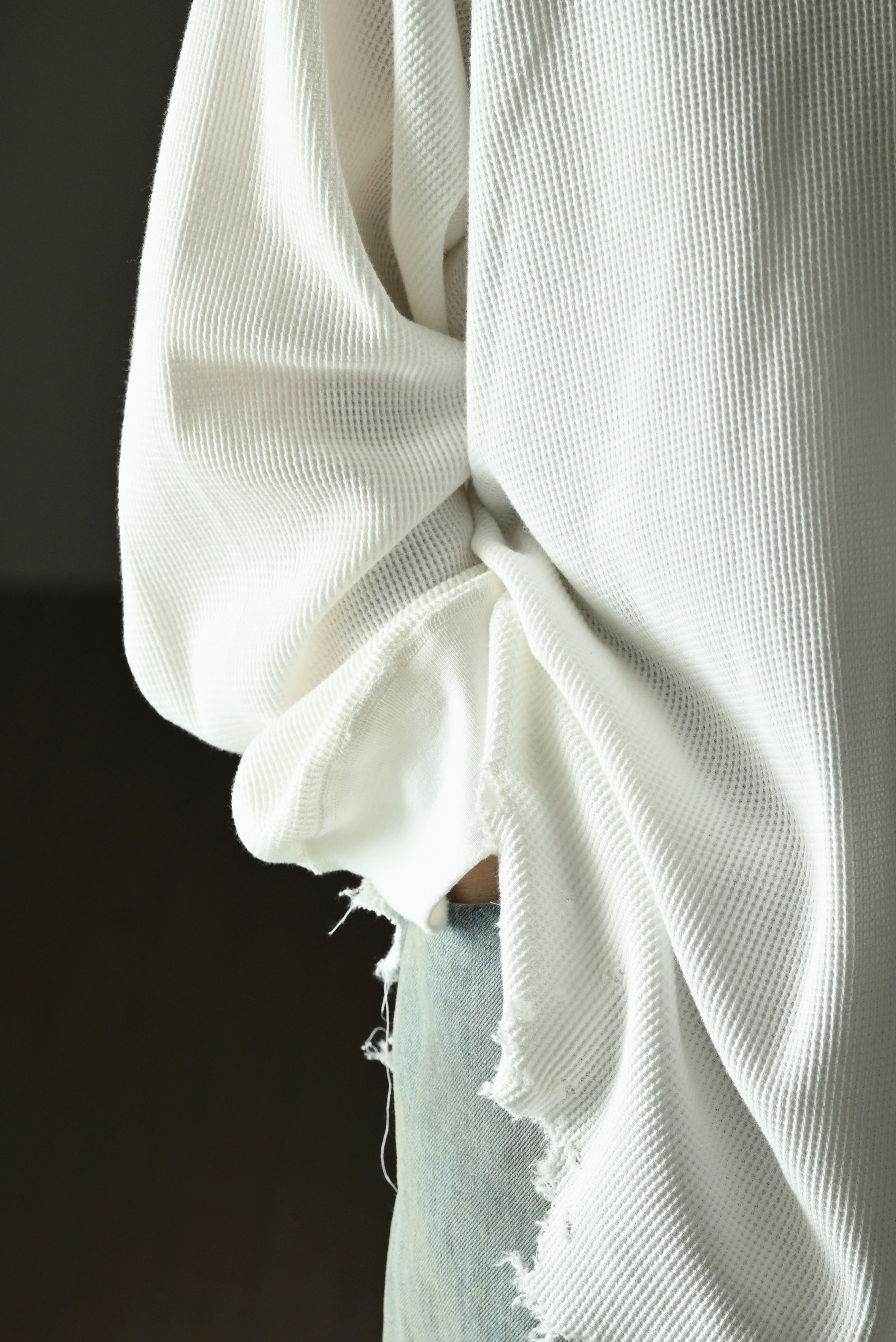 ANCELLM / DAMAGE WAFFLE CREW LS -WHITE – and father