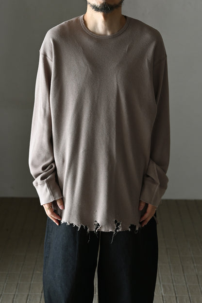ANCELLM / DAMAGE WAFFLE CREW LS -P.BEIGE