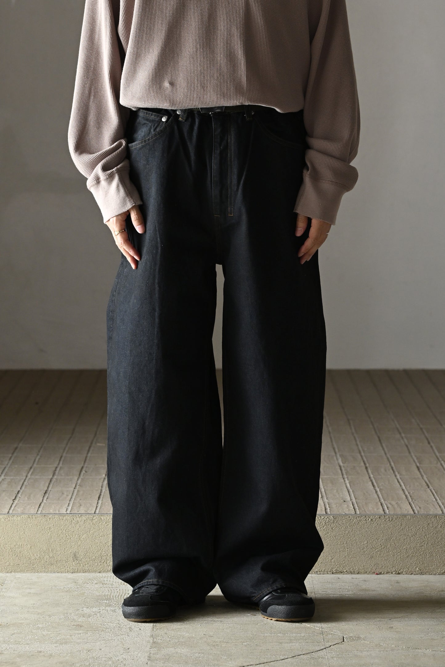 ANCELLM / STRAIGHT WIDE DENIM PANTS OW -INDIGO