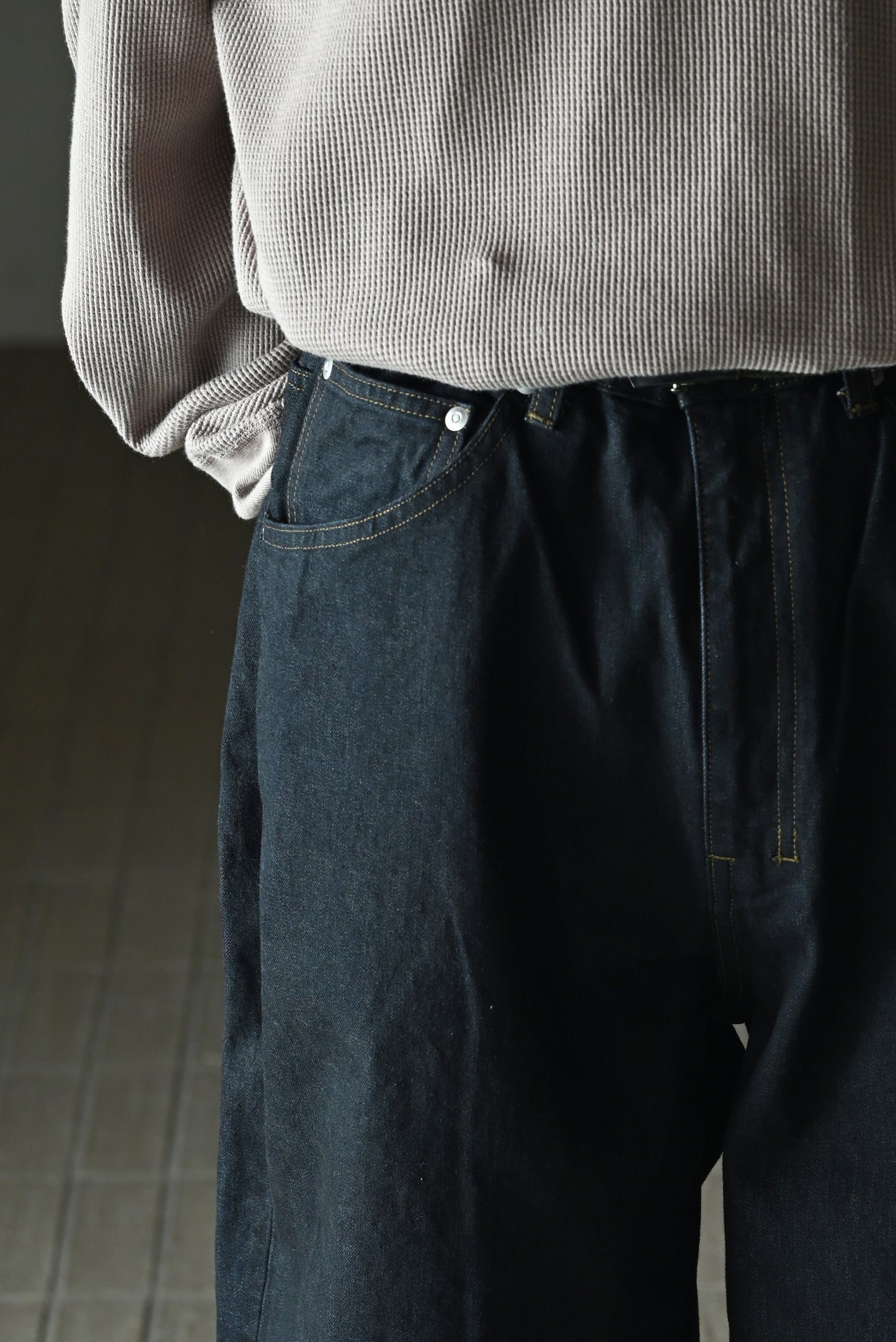 ANCELLM / STRAIGHT WIDE DENIM PANTS OW -INDIGO