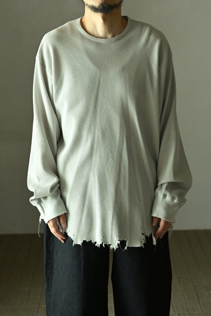 ANCELLM / DAMAGE WAFFLE CREW LS -GREIGE
