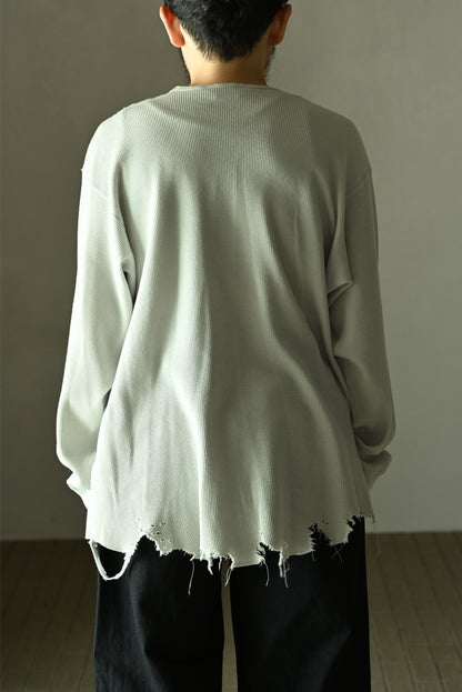 ANCELLM / DAMAGE WAFFLE CREW LS -GREIGE