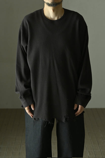 ANCELLM / DAMAGE WAFFLE CREW LS -D.BROWN