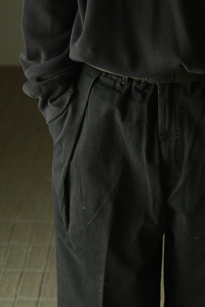ANCELLM / DOUBLE-CUFF CHINO PANTS -BLACK