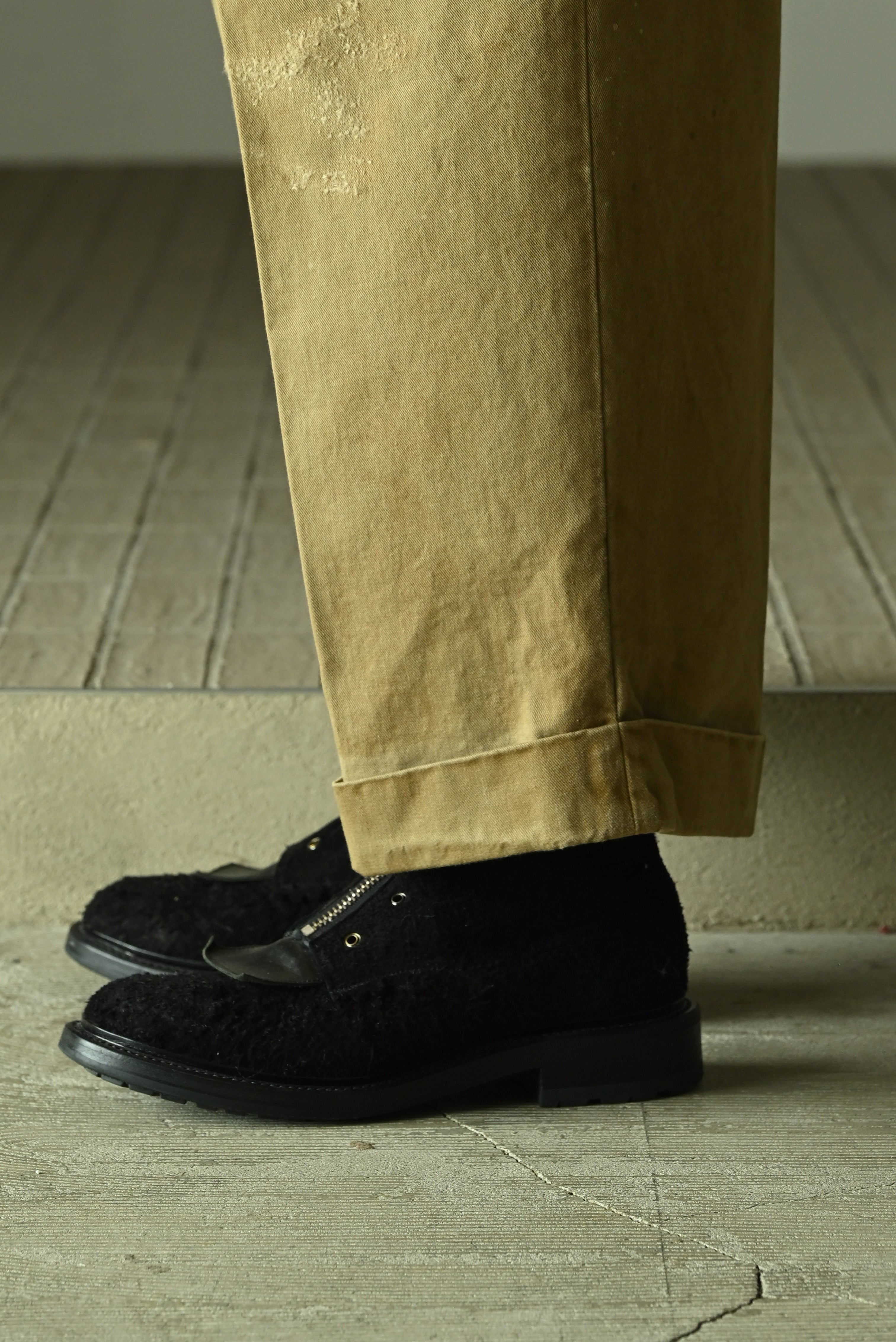 ANCELLM / DOUBLE-CUFF CHINO PANTS -BEIGE