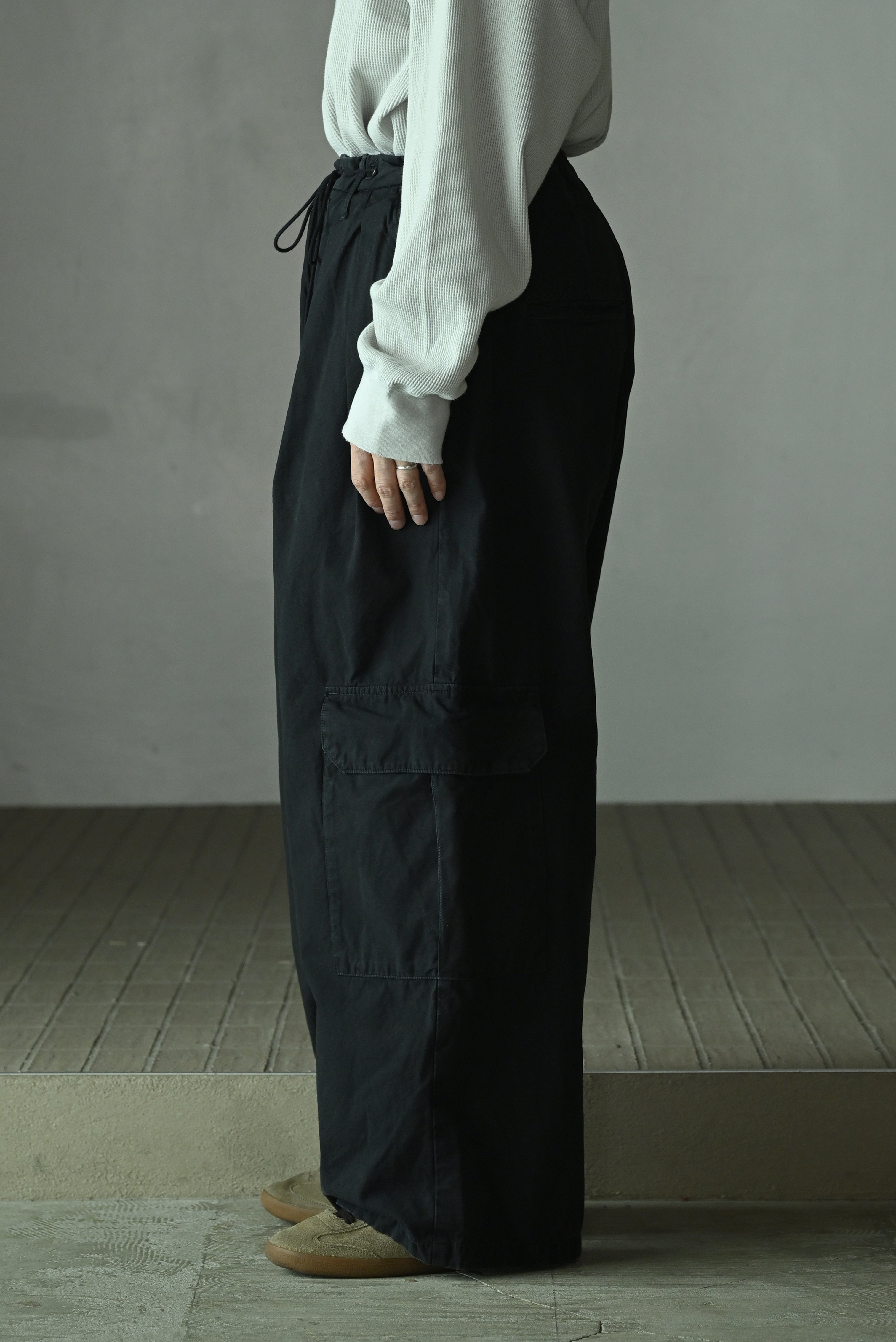 ANCELLM / POPLIN CARGO PANTS -BLACK