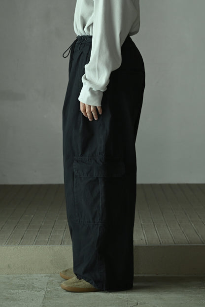 ANCELLM / POPLIN CARGO PANTS -BLACK