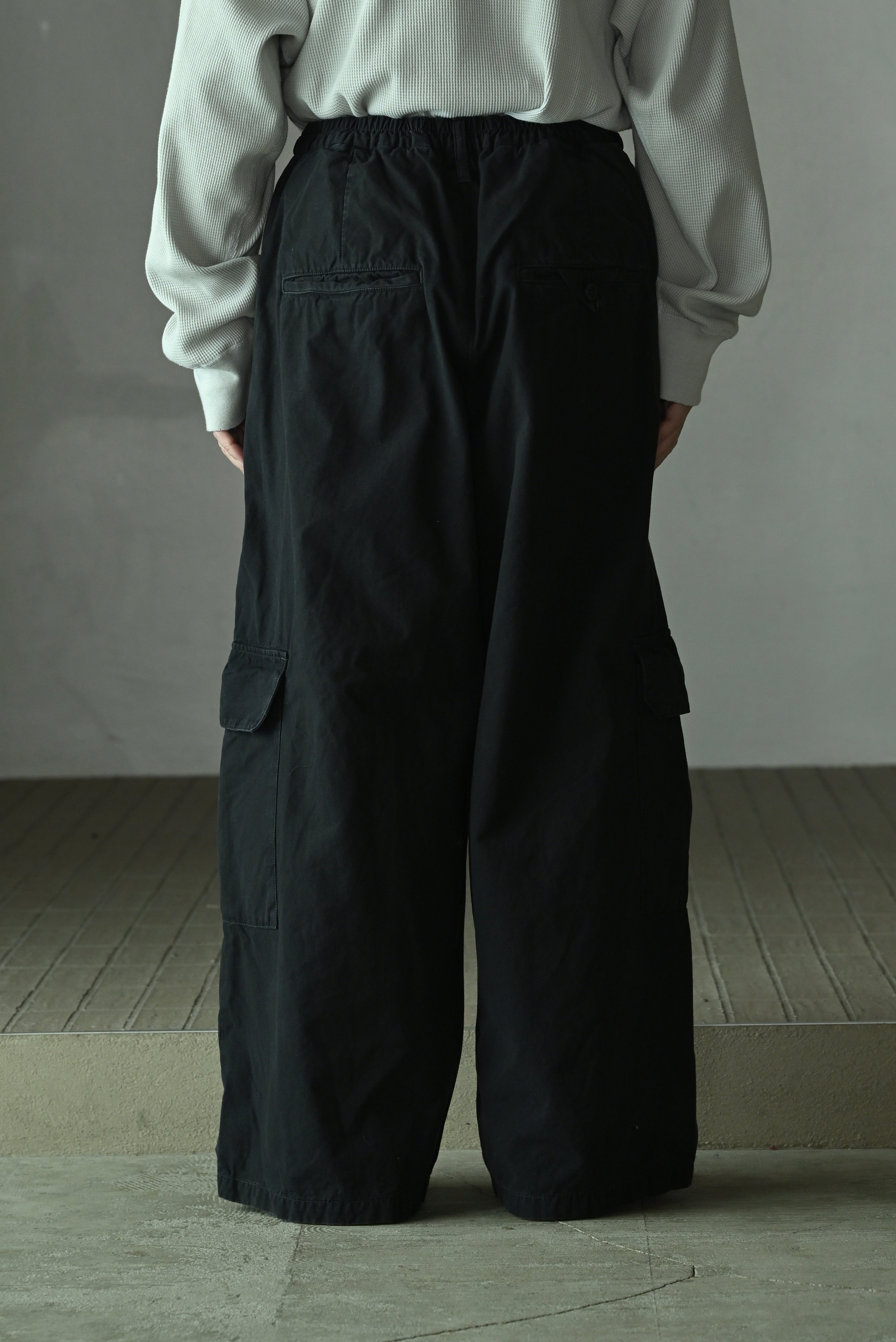 ANCELLM / POPLIN CARGO PANTS -BLACK