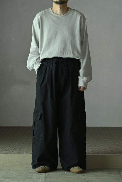 ANCELLM / POPLIN CARGO PANTS -BLACK