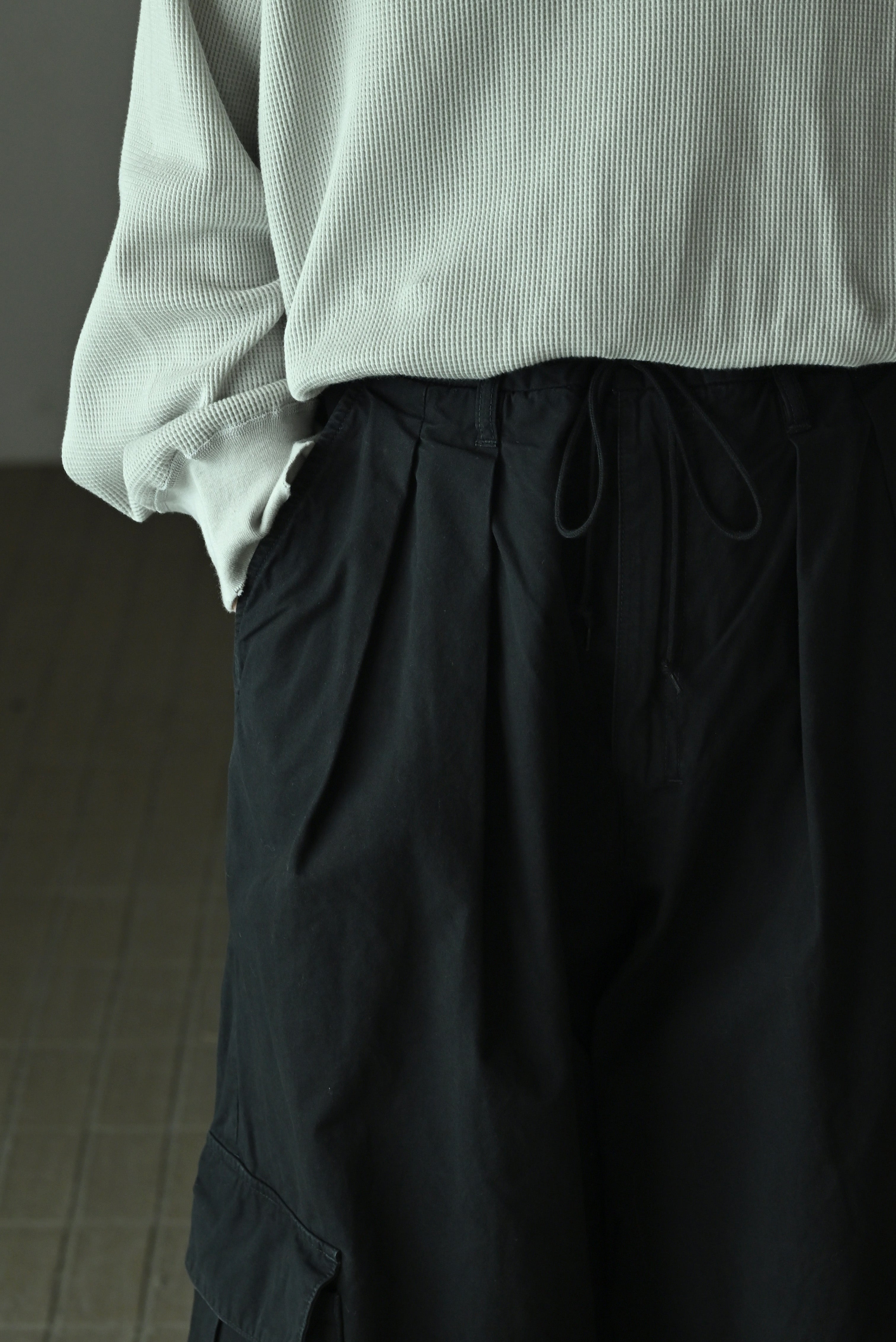 ANCELLM / POPLIN CARGO PANTS -BLACK