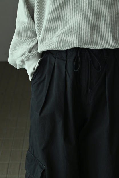 ANCELLM / POPLIN CARGO PANTS -BLACK