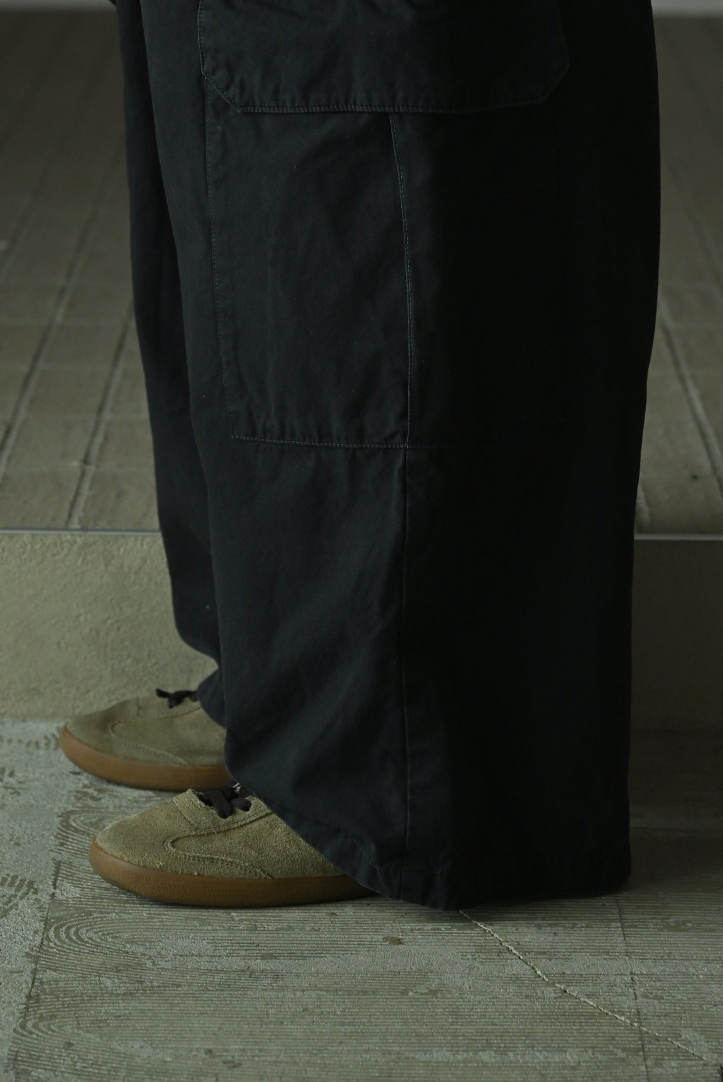 ANCELLM / POPLIN CARGO PANTS -BLACK