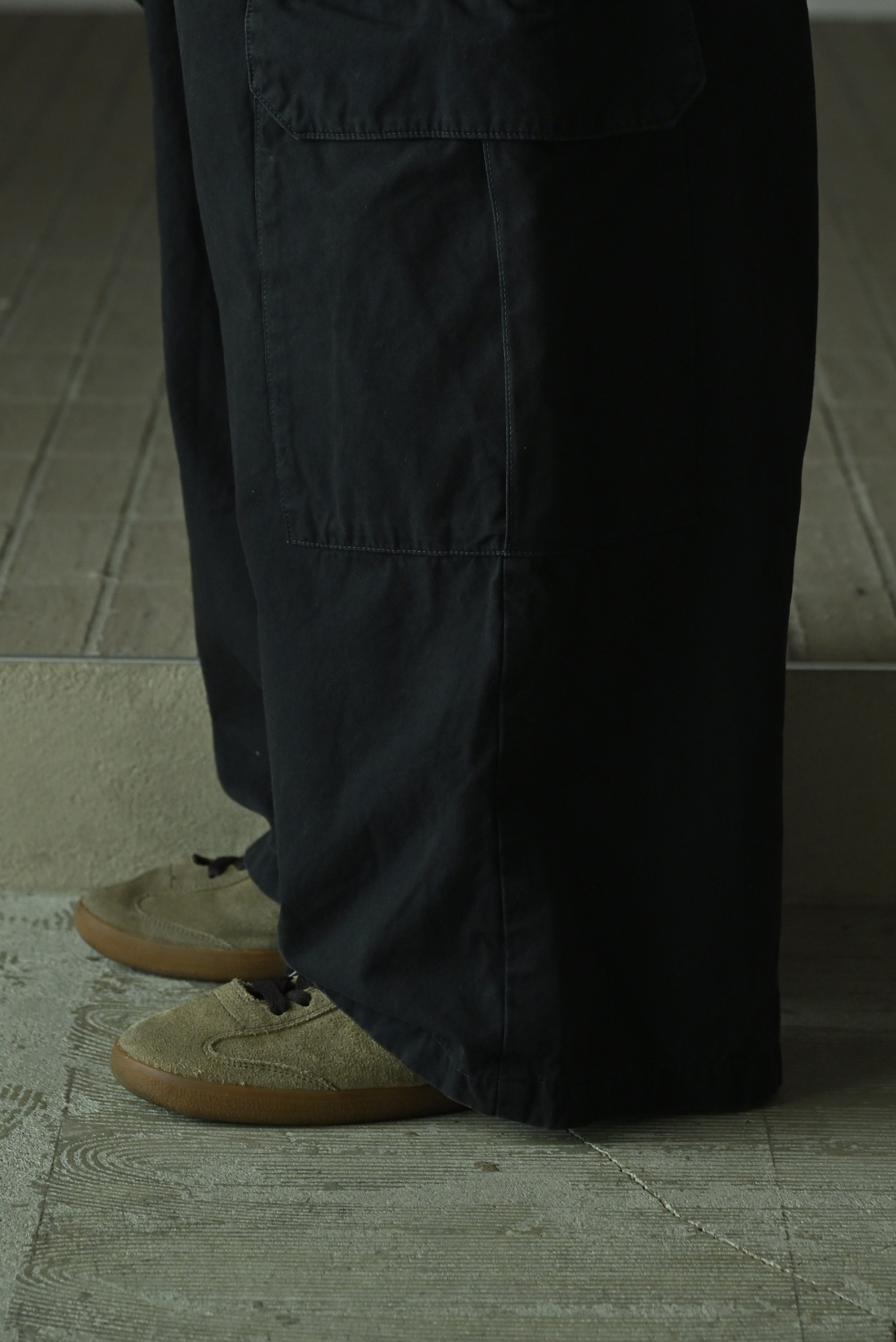 ANCELLM / POPLIN CARGO PANTS -BLACK