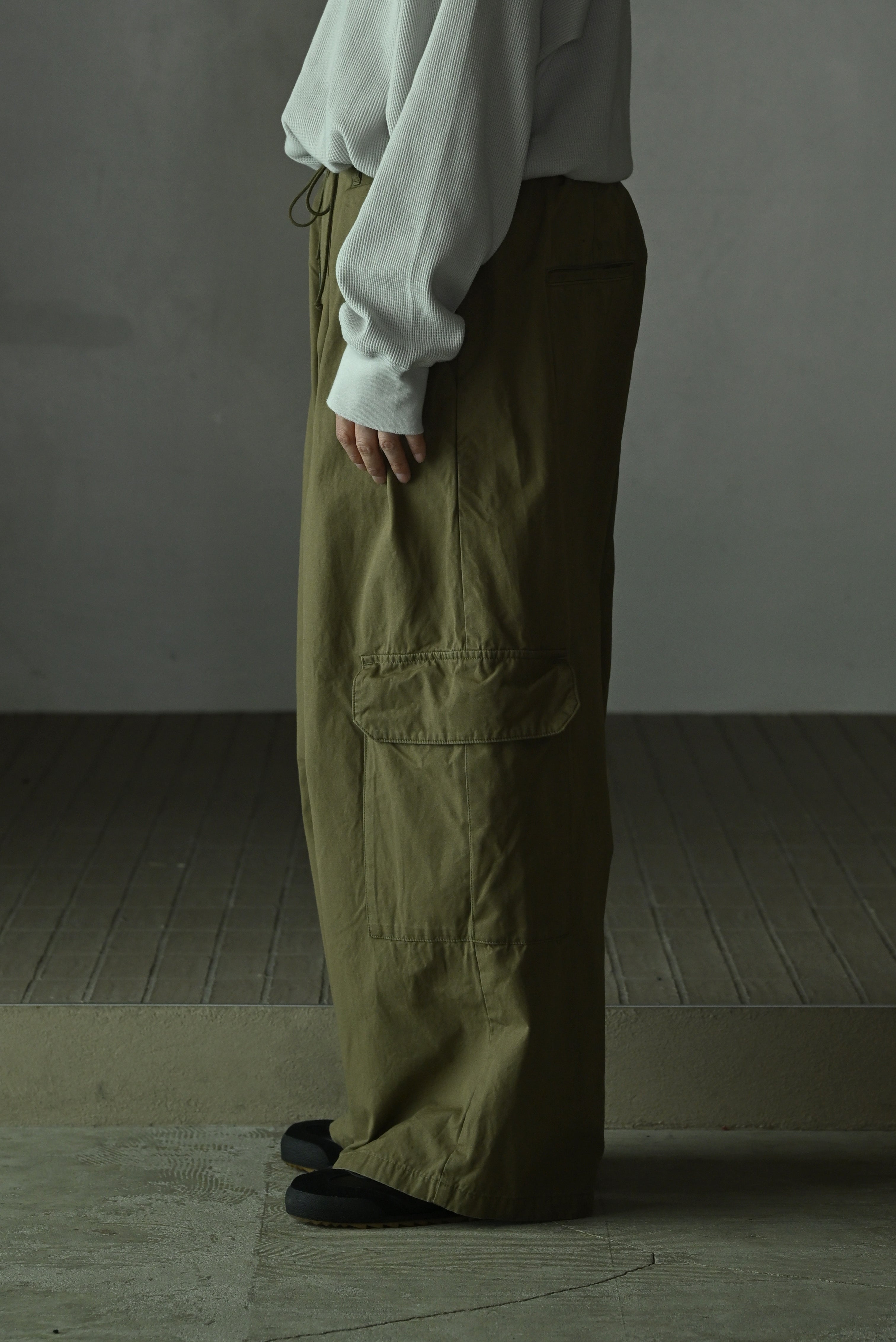 ANCELLM / POPLIN CARGO PANTS -OLIVE