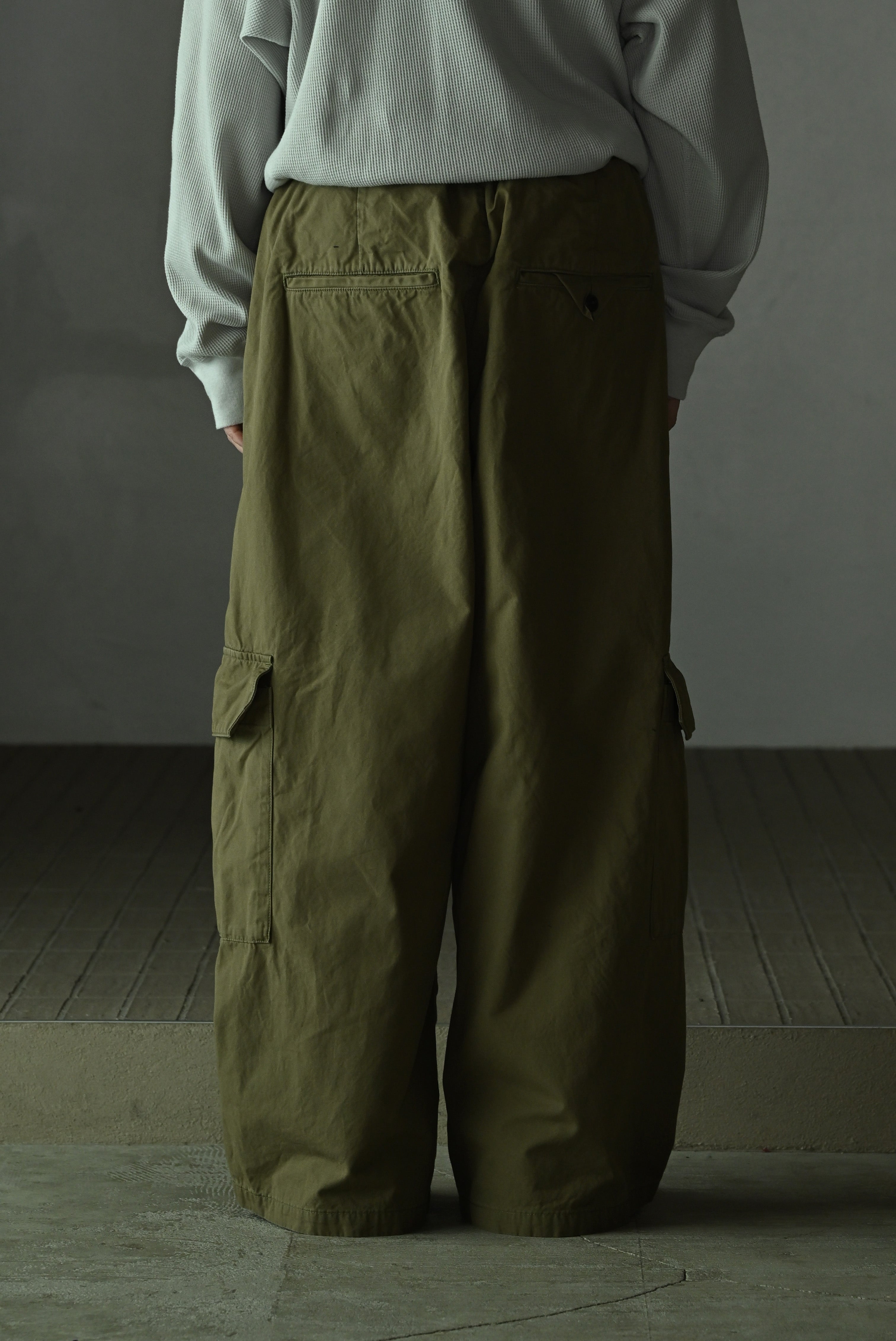 ANCELLM / POPLIN CARGO PANTS -OLIVE