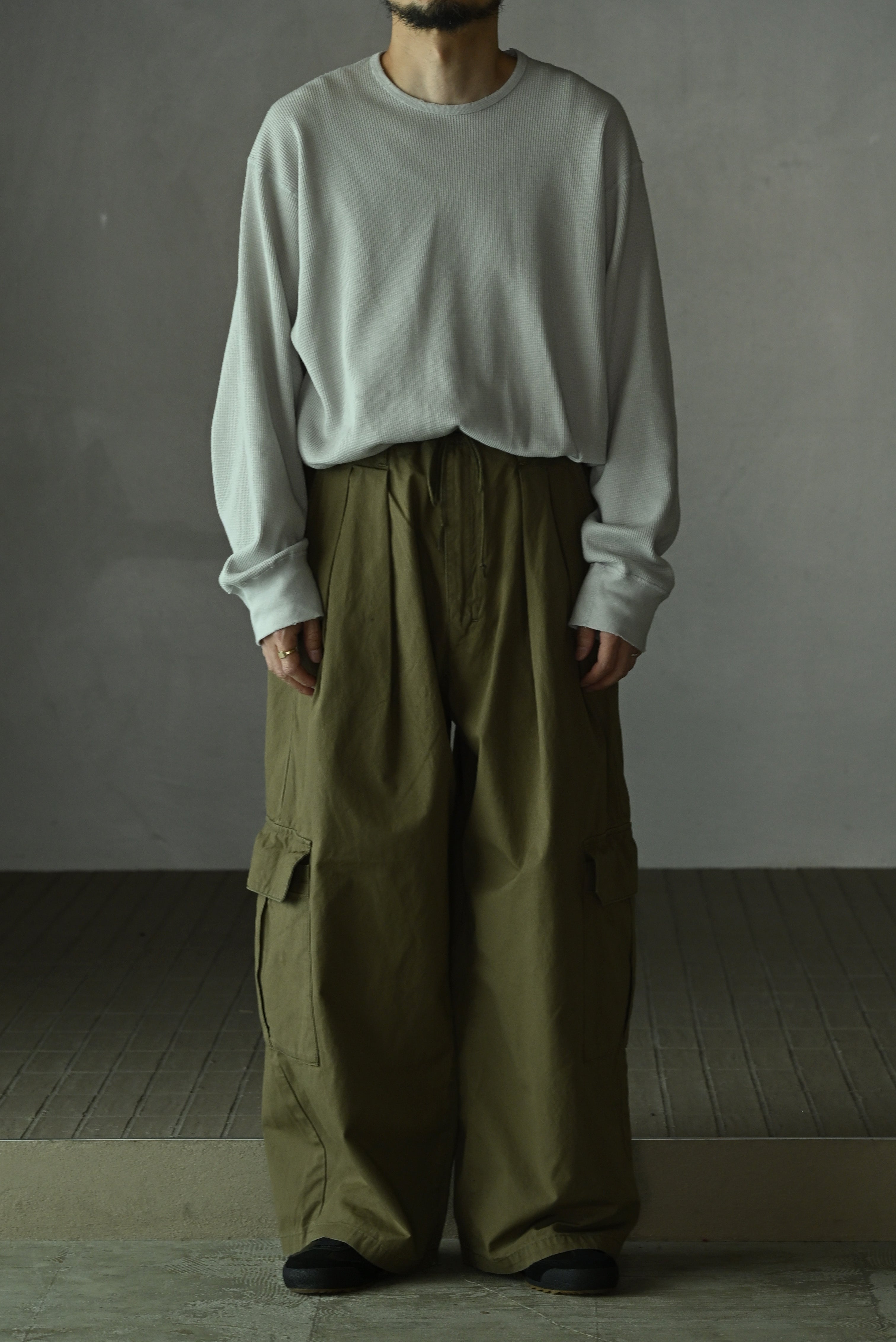ANCELLM / POPLIN CARGO PANTS -OLIVE