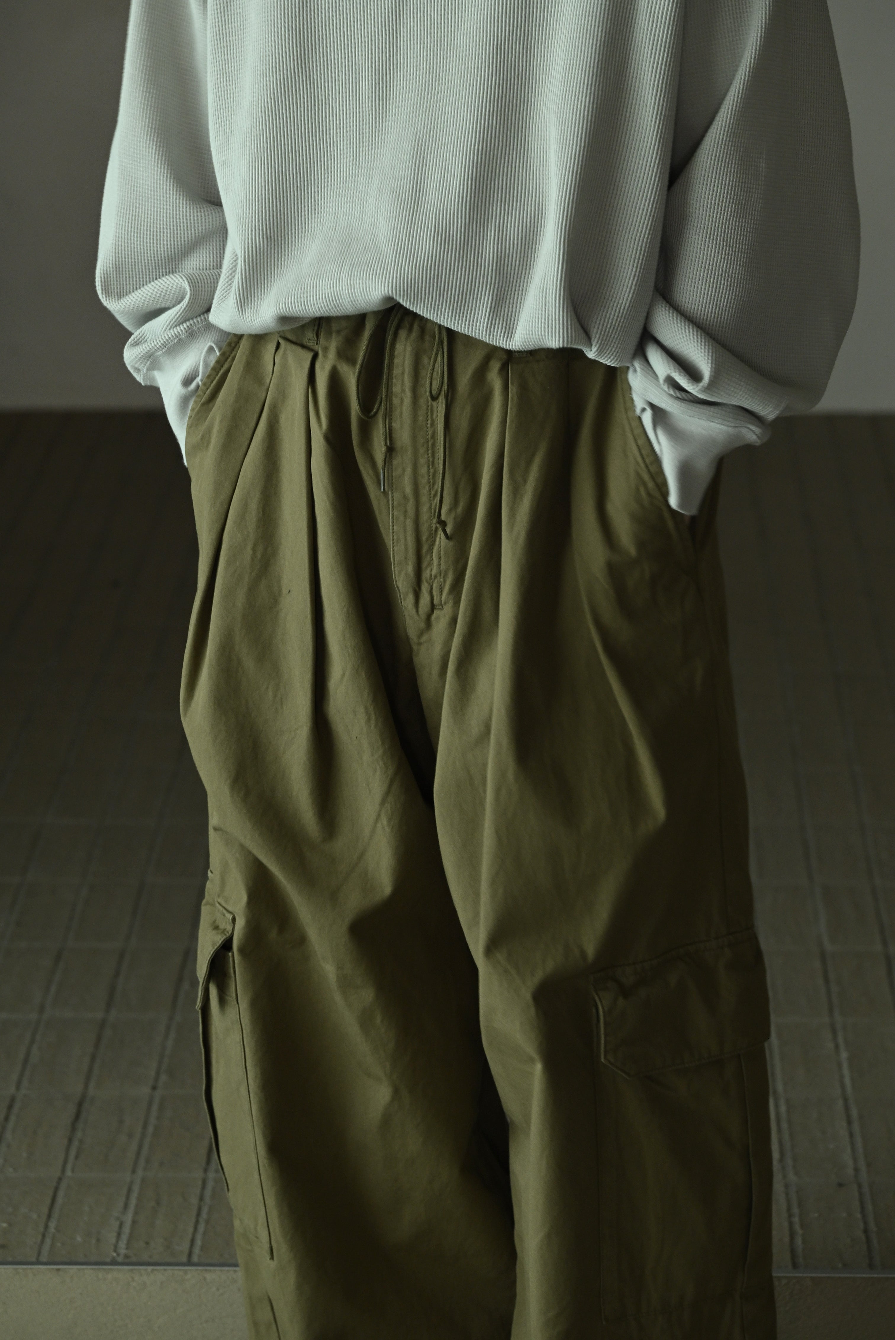 ANCELLM / POPLIN CARGO PANTS -OLIVE