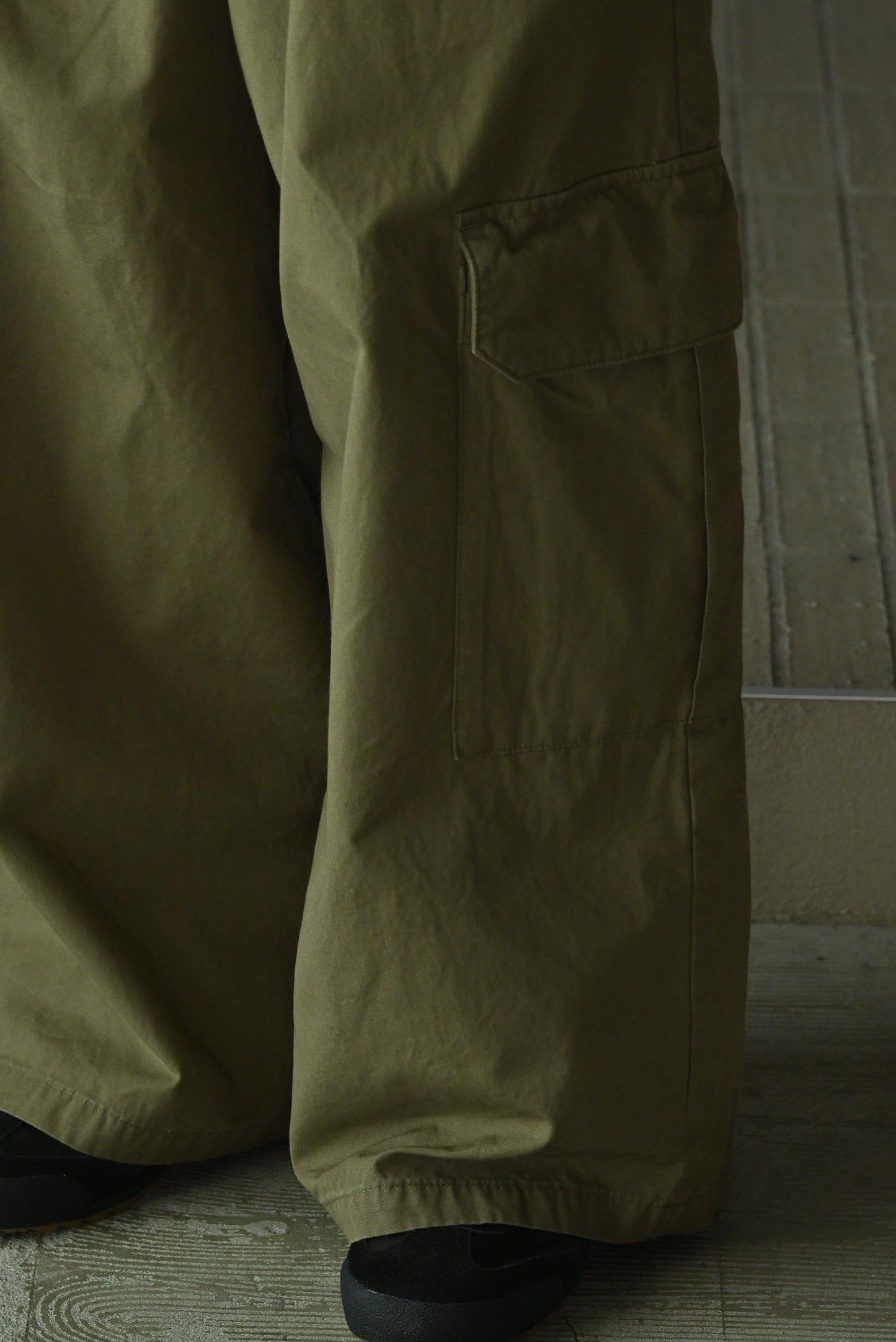 ANCELLM / POPLIN CARGO PANTS -OLIVE