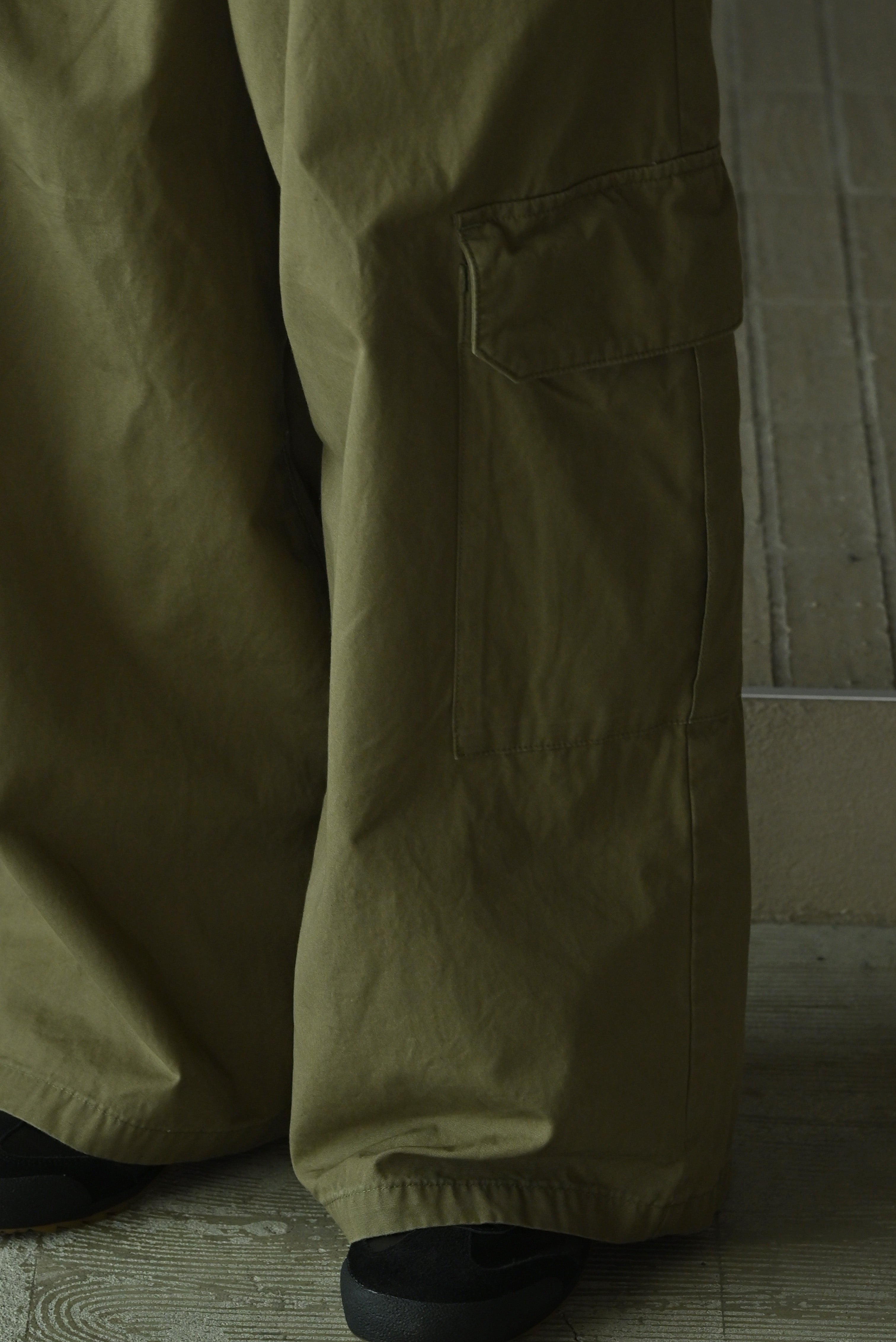ANCELLM / POPLIN CARGO PANTS -OLIVE