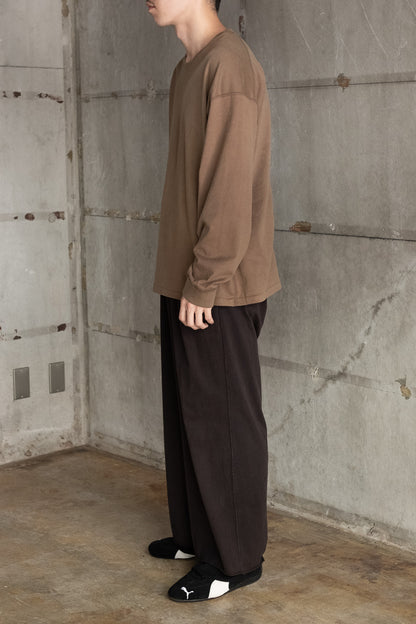 ANCELLM / UNEVENNESS LS T-SHIRT -BROWN