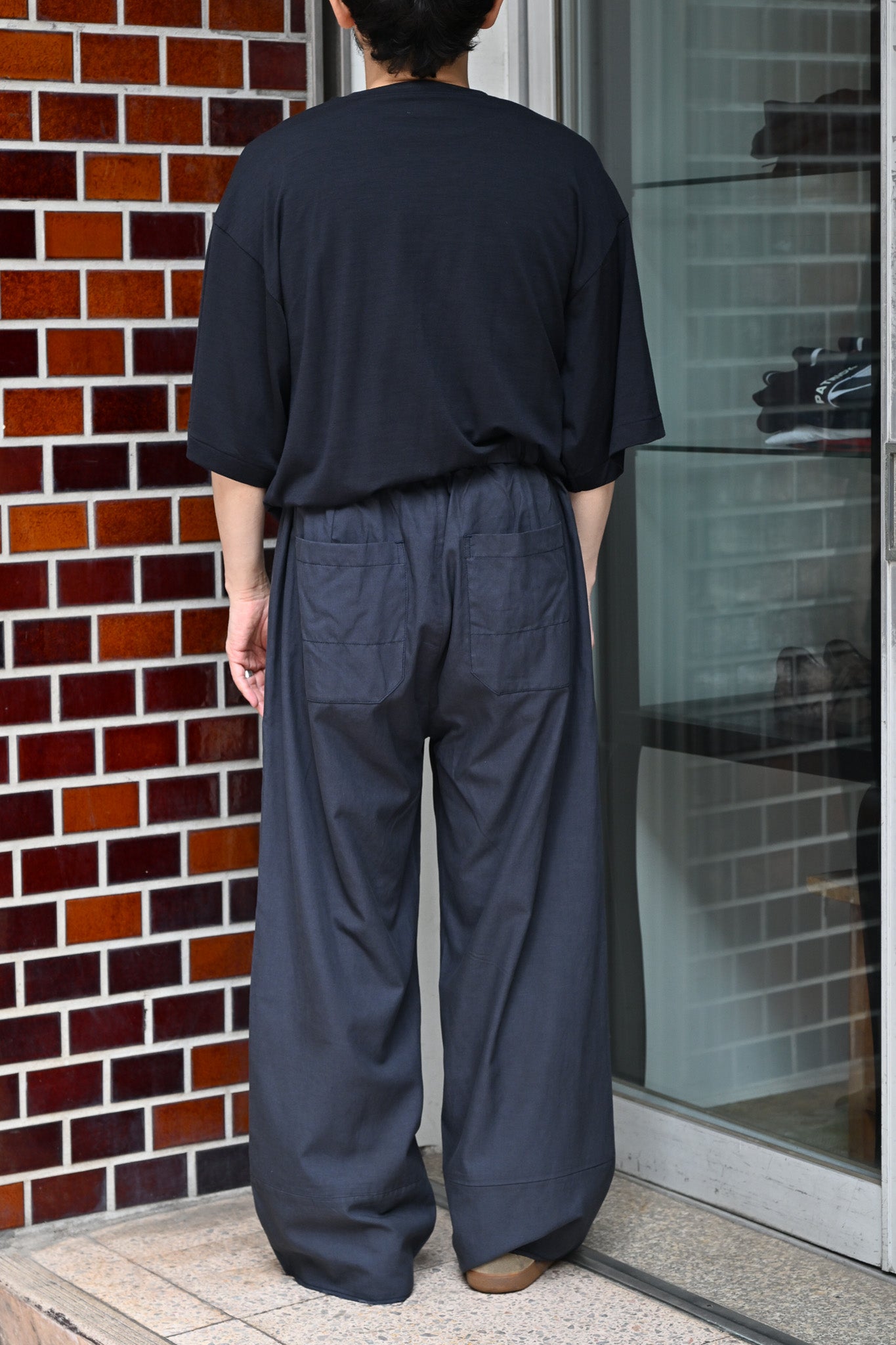 ANCELLM / L/C TUCK EASY PANTS -NAVY
