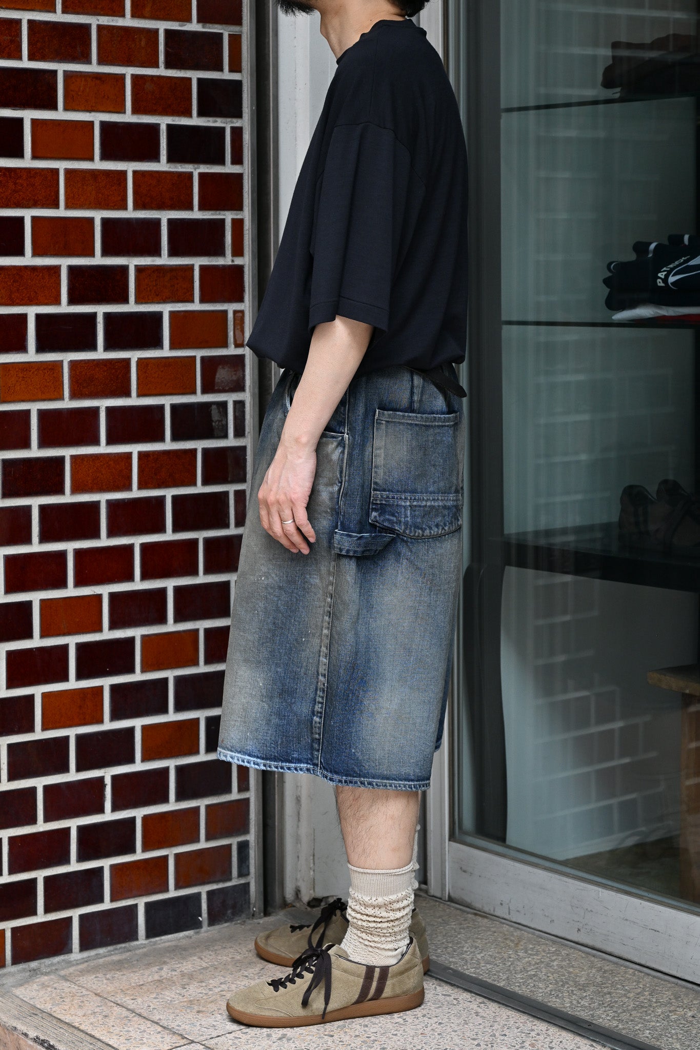 ANCELLM / DENIM PAINTER SHORTS -INDIGO