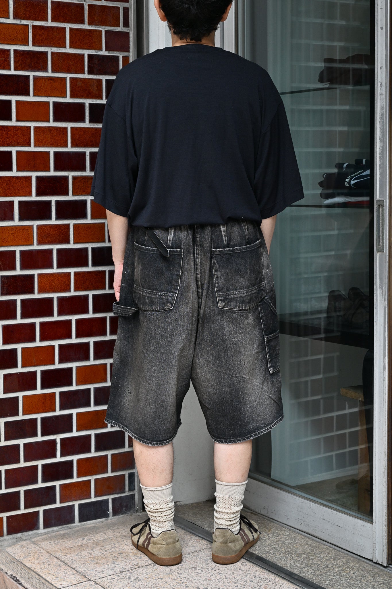 ANCELLM / DENIM PAINTER SHORTS -BLACK – and father