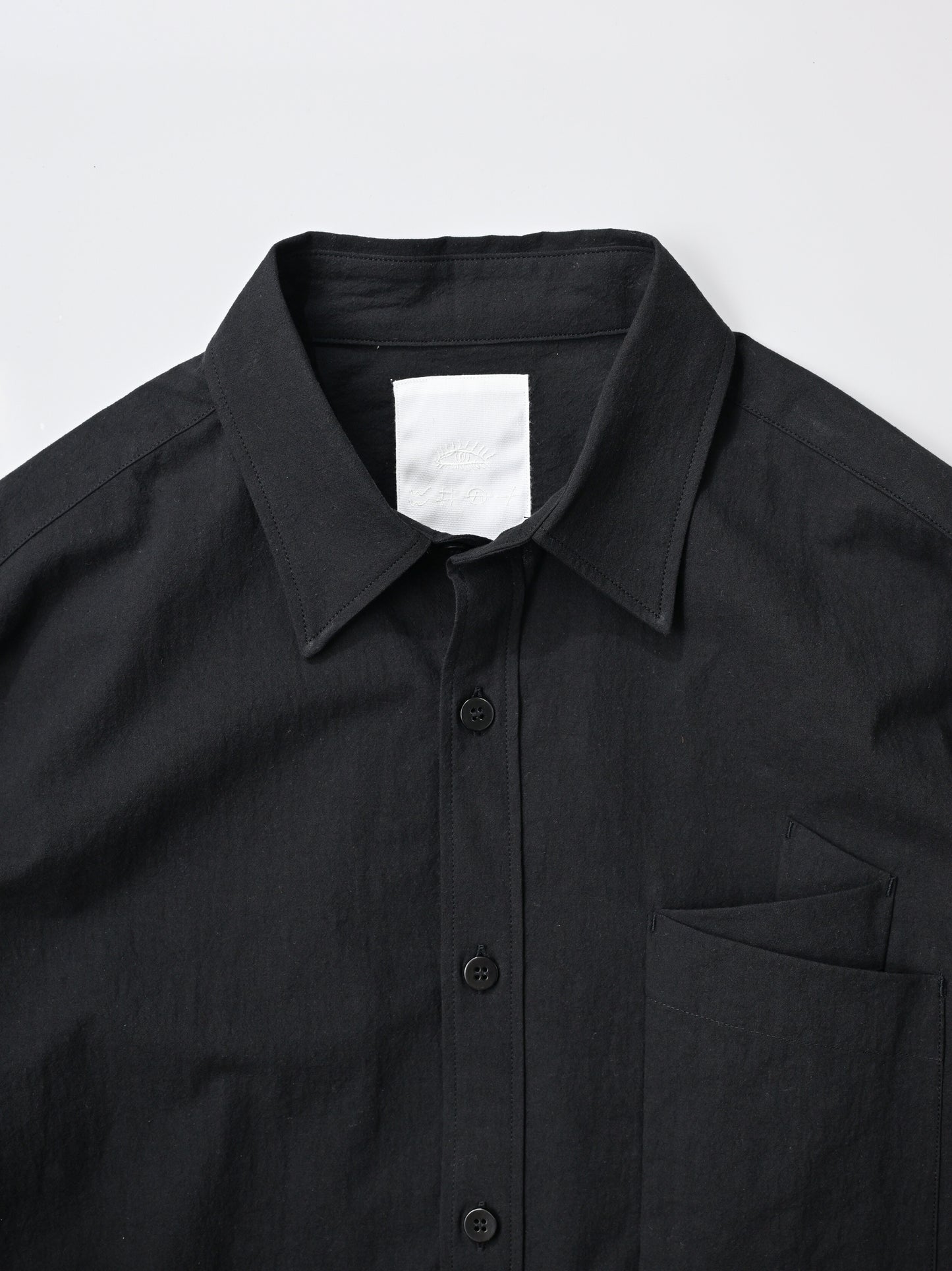 WHOWHAT / ORIGAMI POCKET SHIRT<SHORT SLEEVE> -BLACK