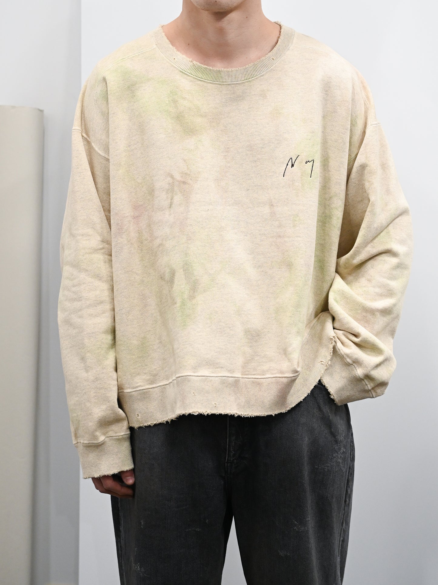 ANCELLM / MARBLING SWEAT SHIRT - GREEN