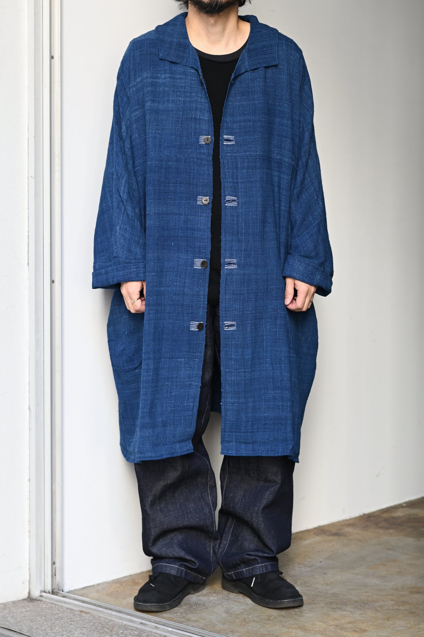 MITTAN / CT-51 エリ蚕先染め手織コート -藍