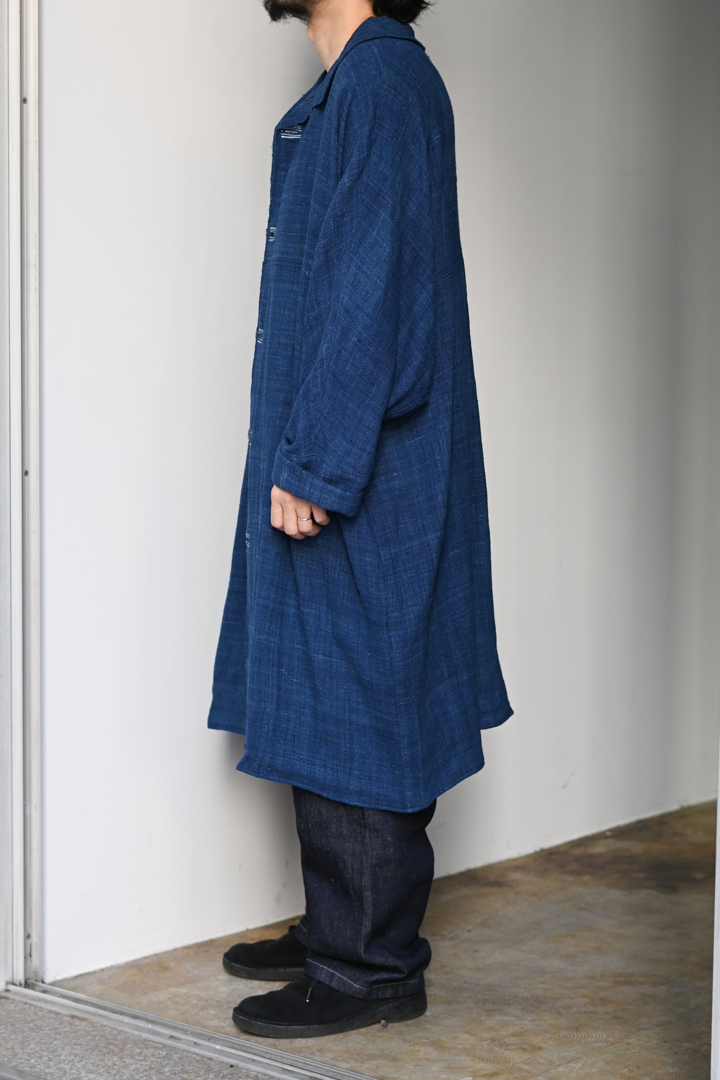 MITTAN / CT-51 エリ蚕先染め手織コート -藍