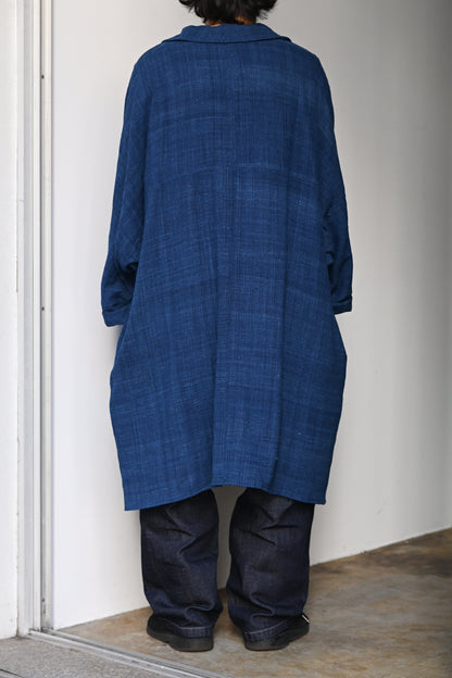 MITTAN / CT-51 エリ蚕先染め手織コート -藍